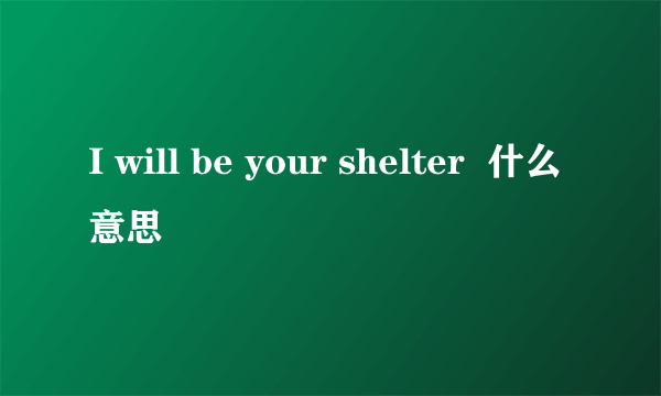 I will be your shelter  什么意思