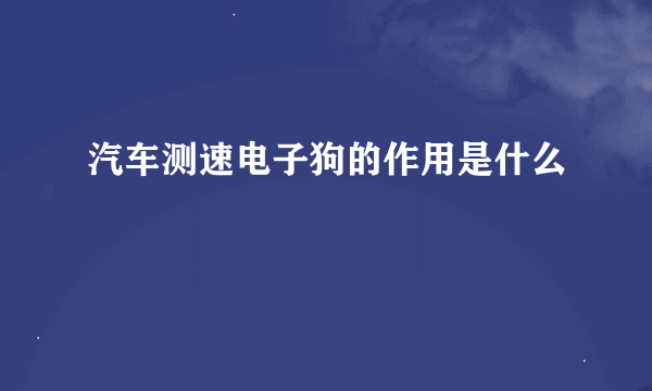 汽车测速电子狗的作用是什么