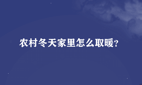 农村冬天家里怎么取暖？