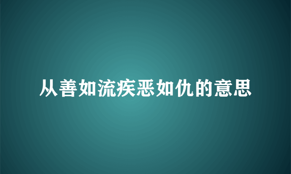 从善如流疾恶如仇的意思