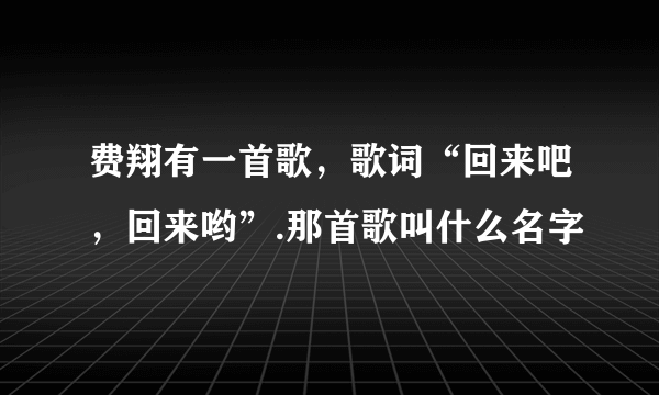 费翔有一首歌，歌词“回来吧，回来哟”.那首歌叫什么名字