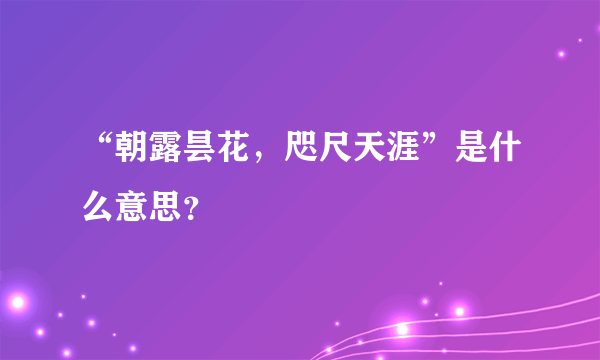 “朝露昙花，咫尺天涯”是什么意思？