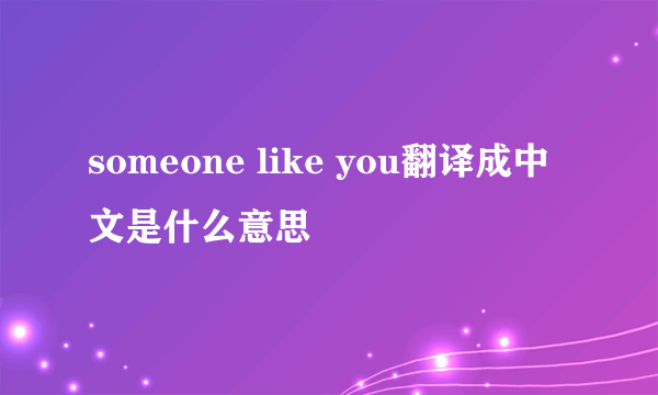 someone like you翻译成中文是什么意思