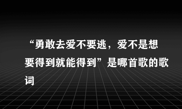 “勇敢去爱不要逃，爱不是想要得到就能得到”是哪首歌的歌词