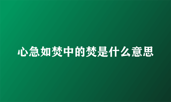 心急如焚中的焚是什么意思