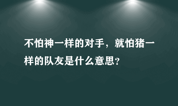 不怕神一样的对手，就怕猪一样的队友是什么意思？