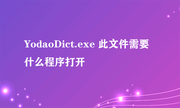 YodaoDict.exe 此文件需要什么程序打开