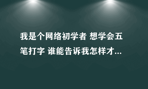 我是个网络初学者 想学会五笔打字 谁能告诉我怎样才能快速学会五笔？