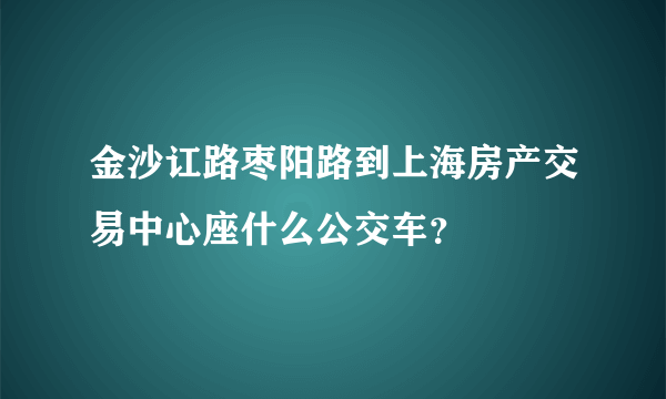 金沙讧路枣阳路到上海房产交易中心座什么公交车？