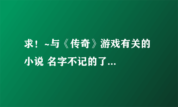 求！~与《传奇》游戏有关的小说 名字不记的了...