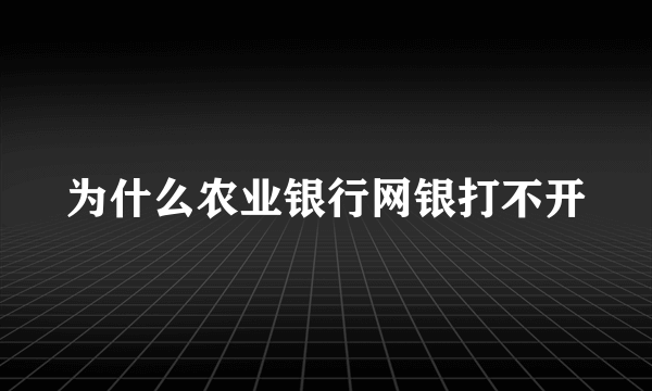 为什么农业银行网银打不开