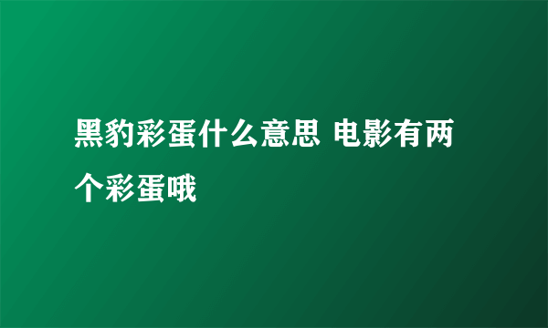 黑豹彩蛋什么意思 电影有两个彩蛋哦