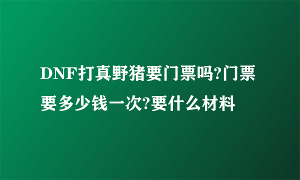 DNF打真野猪要门票吗?门票要多少钱一次?要什么材料