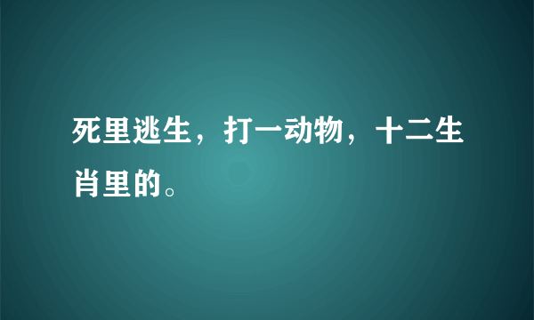 死里逃生，打一动物，十二生肖里的。