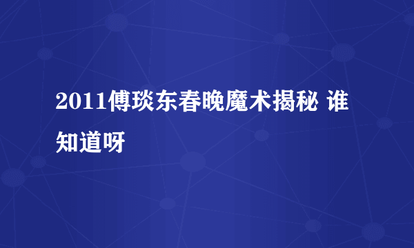 2011傅琰东春晚魔术揭秘 谁知道呀