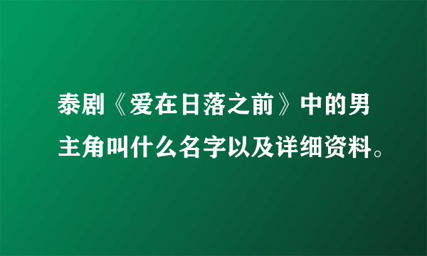 泰剧《爱在日落之前》中的男主角叫什么名字以及详细资料。