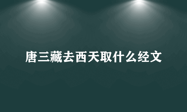 唐三藏去西天取什么经文