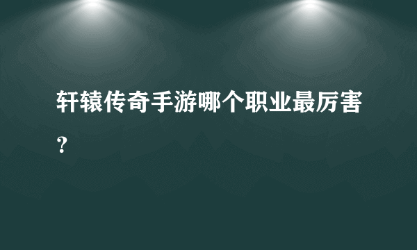 轩辕传奇手游哪个职业最厉害？