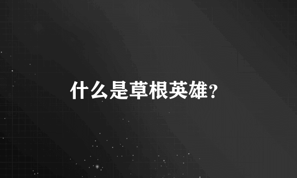 什么是草根英雄？