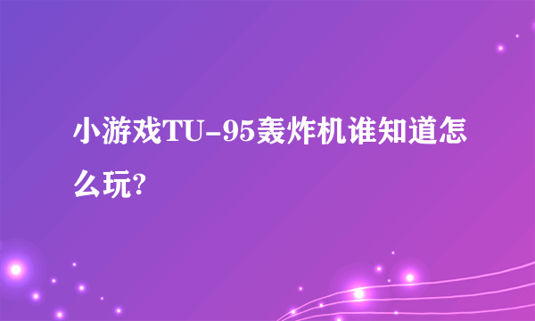 小游戏TU-95轰炸机谁知道怎么玩?