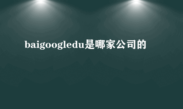 baigoogledu是哪家公司的