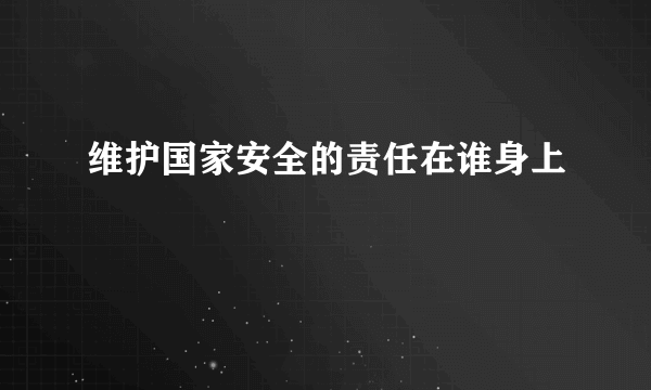 维护国家安全的责任在谁身上