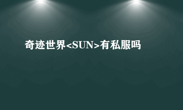 奇迹世界<SUN>有私服吗