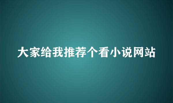 大家给我推荐个看小说网站