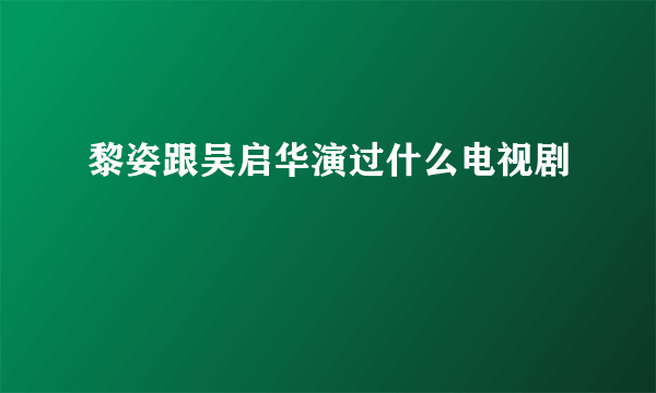 黎姿跟吴启华演过什么电视剧