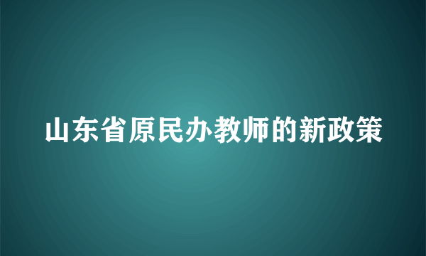 山东省原民办教师的新政策