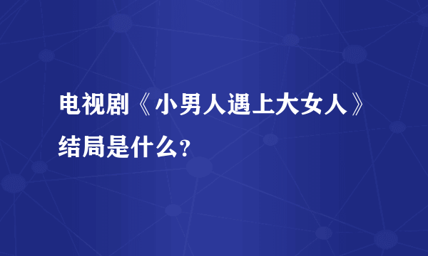 电视剧《小男人遇上大女人》结局是什么？