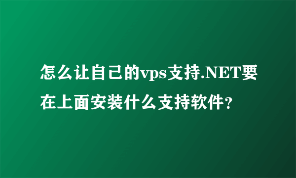 怎么让自己的vps支持.NET要在上面安装什么支持软件？