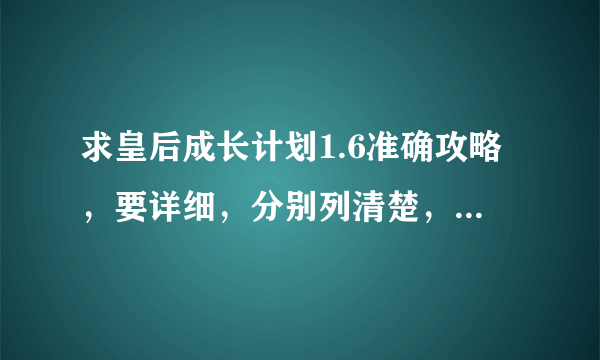 求皇后成长计划1.6准确攻略，要详细，分别列清楚，要结局分别是江湖游侠和嫁李哲修的攻略。