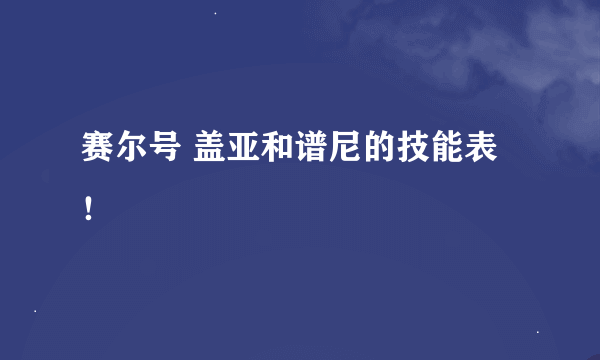 赛尔号 盖亚和谱尼的技能表！