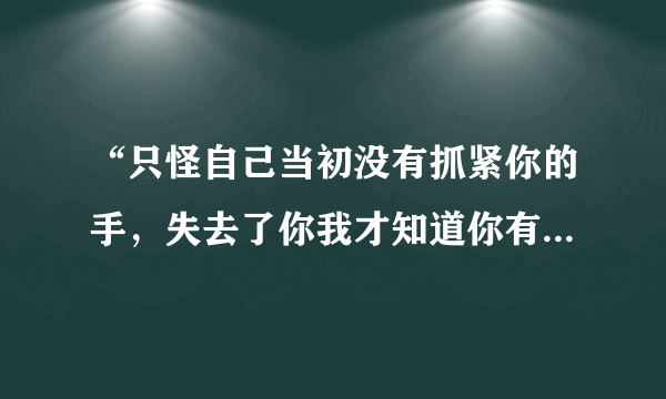 “只怪自己当初没有抓紧你的手，失去了你我才知道你有多重要”是哪首歌的歌词