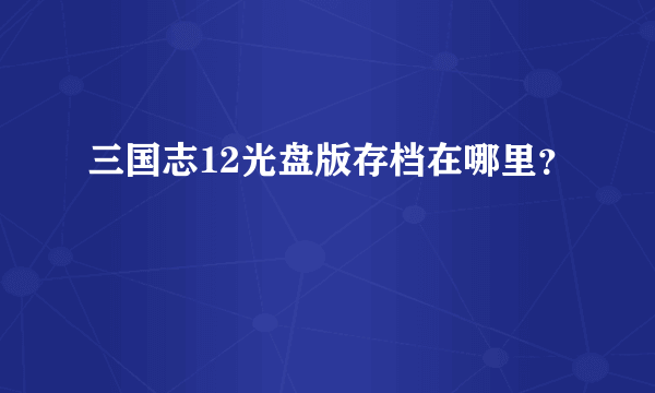 三国志12光盘版存档在哪里？