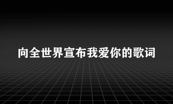 向全世界宣布我爱你的歌词