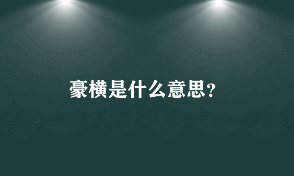 豪横是什么意思？