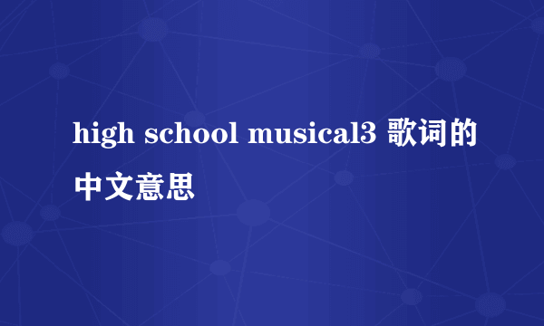 high school musical3 歌词的中文意思