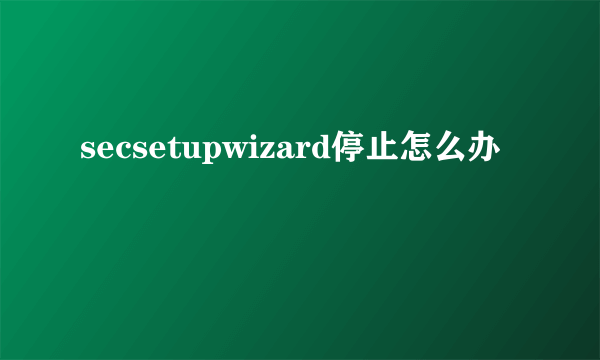 secsetupwizard停止怎么办