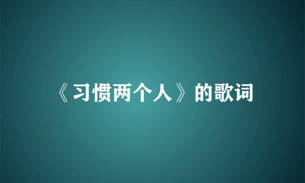 《习惯两个人》的歌词