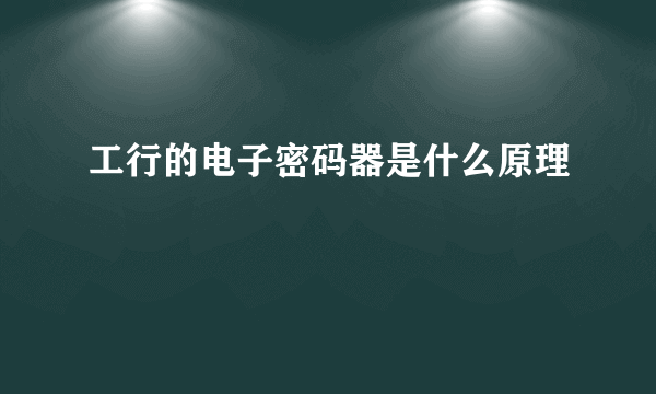 工行的电子密码器是什么原理