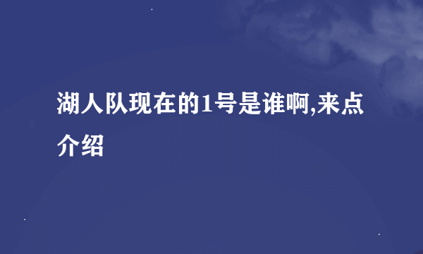 湖人队现在的1号是谁啊,来点介绍