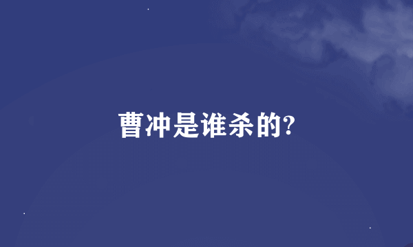 曹冲是谁杀的?