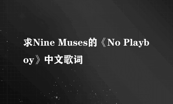 求Nine Muses的《No Playboy》中文歌词