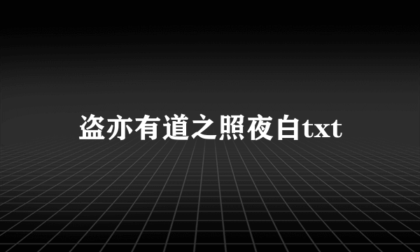 盗亦有道之照夜白txt