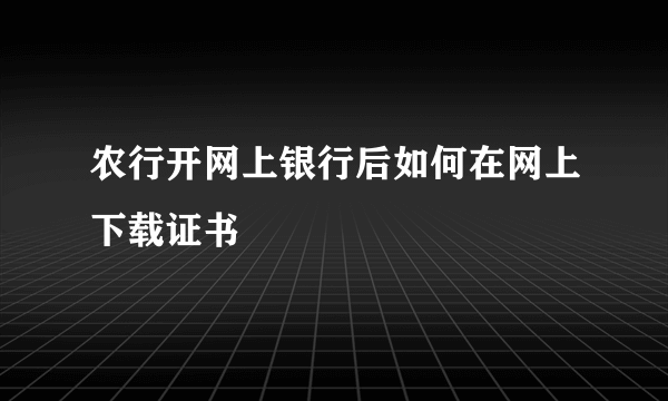 农行开网上银行后如何在网上下载证书