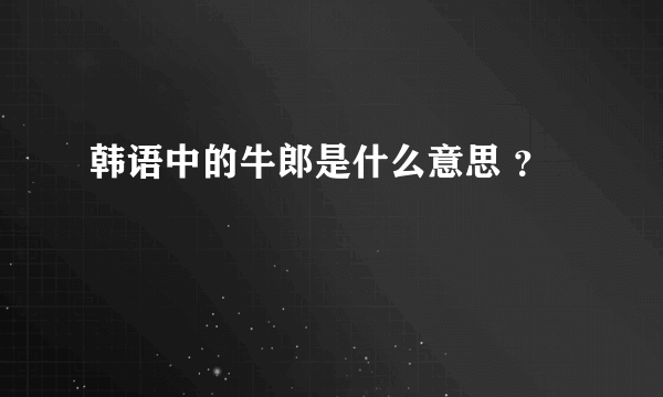 韩语中的牛郎是什么意思 ？