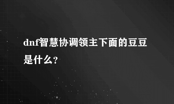 dnf智慧协调领主下面的豆豆是什么？