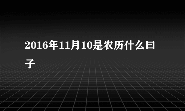 2016年11月10是农历什么曰子